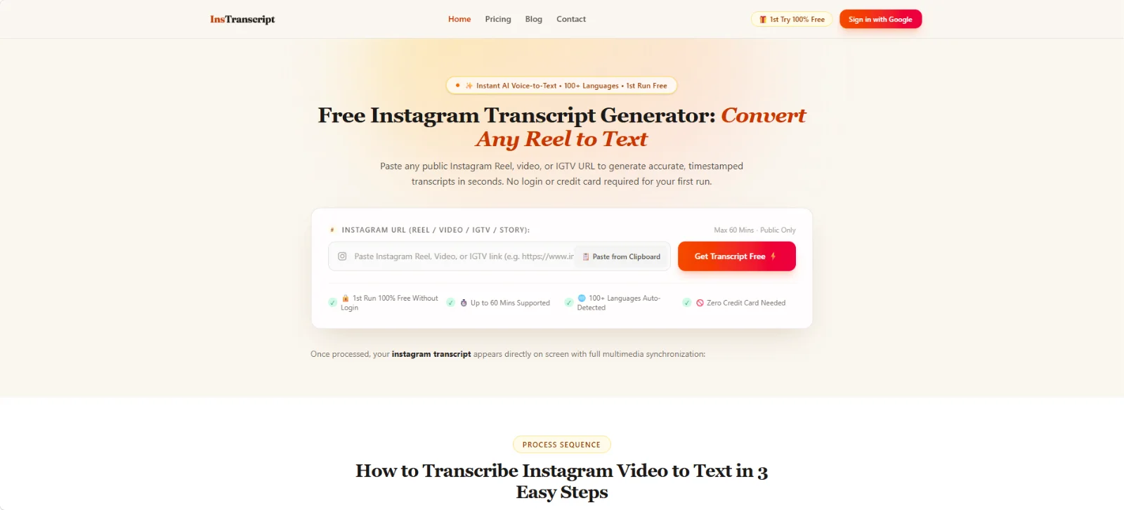Instagram Transcript screenshot 1