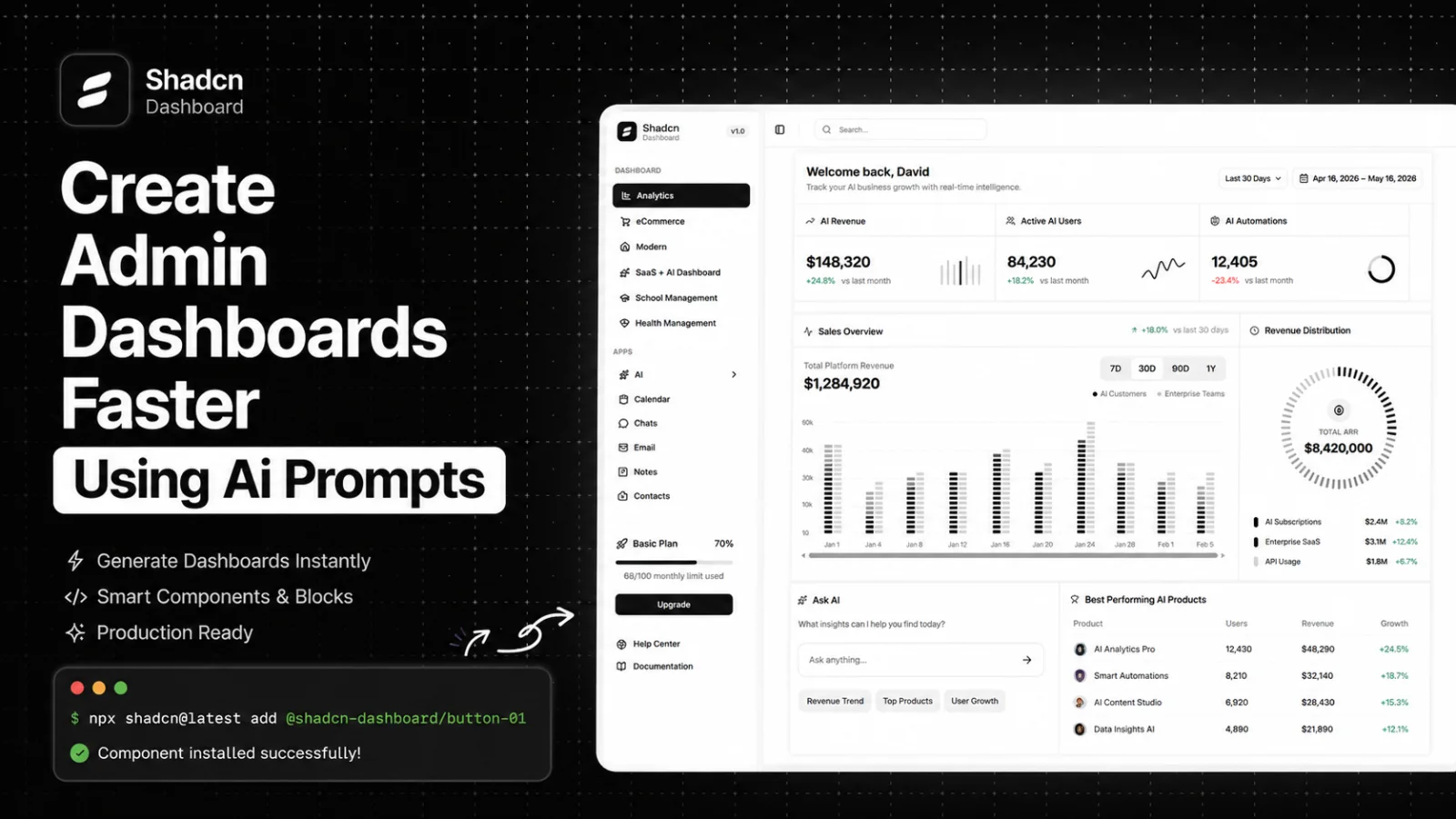 Shadcn Dashboard screenshot 2